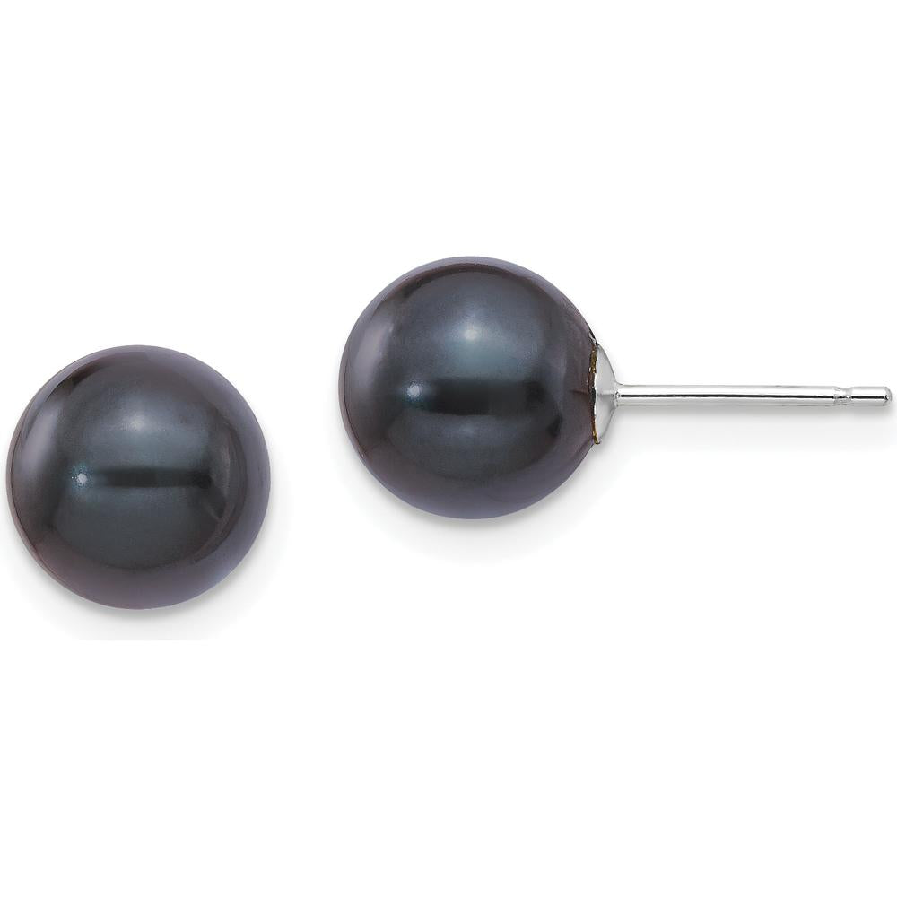 14K White Gold 8-9mm Black Akoya Cultured Pearl Stud Earrings by Monteluci Fine Jewelry