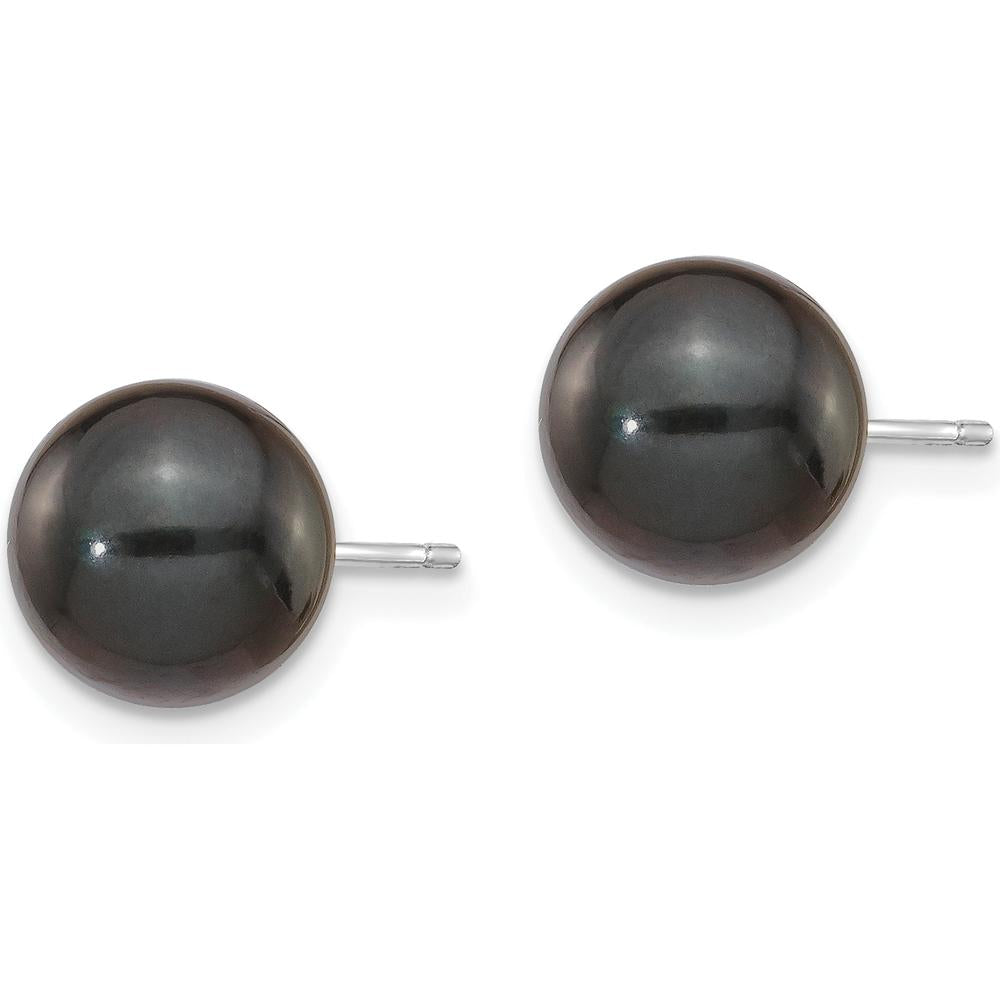 14K White Gold 8-9mm Black Akoya Cultured Pearl Stud Earrings by Monteluci Fine Jewelry