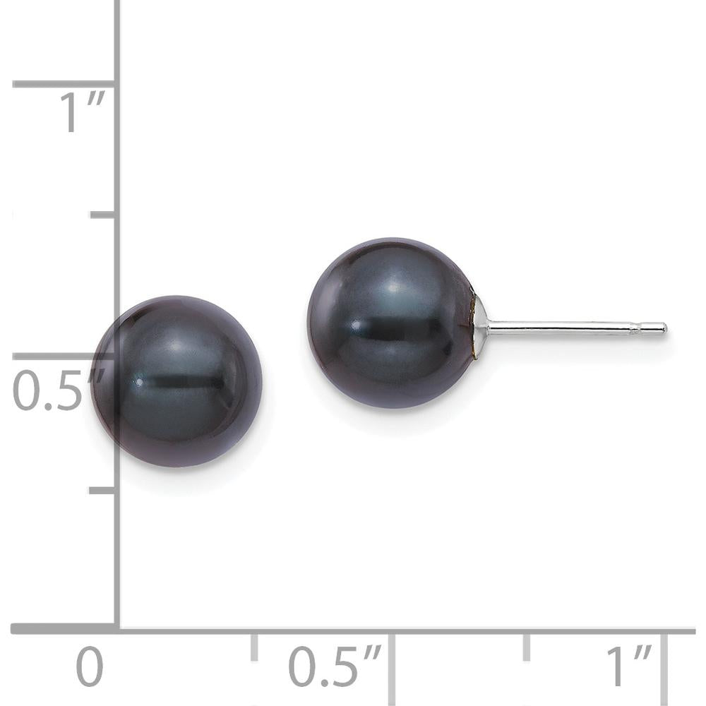 14K White Gold 8-9mm Black Akoya Cultured Pearl Stud Earrings by Monteluci Fine Jewelry