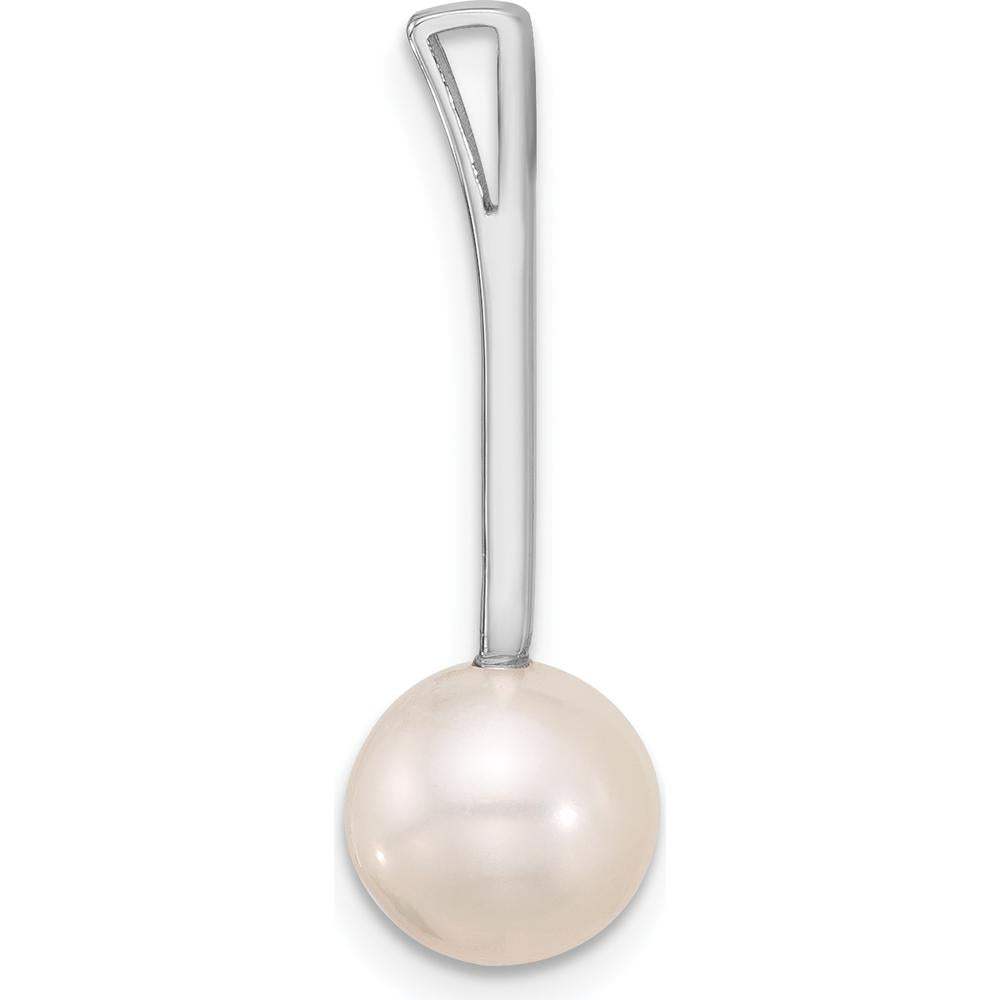 14K White Gold 8-9mm Freshwater Cultured Pearl Drop Pendant with Rhodium Plating by Monteluci Fine Jewelry