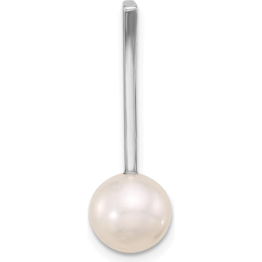 14K White Gold 8-9mm Freshwater Cultured Pearl Drop Pendant with Rhodium Plating by Monteluci Fine Jewelry
