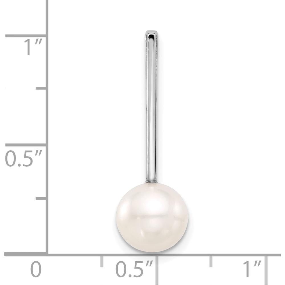 14K White Gold 8-9mm Freshwater Cultured Pearl Drop Pendant with Rhodium Plating by Monteluci Fine Jewelry