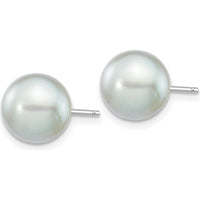 14K White Gold 8-9mm Grey Round Akoya Cultured Pearl Stud Earrings - Elegant and Timeless by Monteluci Fine Jewelry