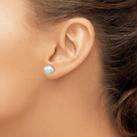 14K White Gold 8-9mm Grey Round Akoya Cultured Pearl Stud Earrings - Elegant and Timeless by Monteluci Fine Jewelry