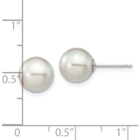 14K White Gold 8-9mm Grey Round Akoya Cultured Pearl Stud Earrings - Elegant and Timeless by Monteluci Fine Jewelry