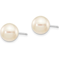 14K White Gold 8-9mm Round Akoya Cultured Pearl Post Earrings - 2 Stones Total by Monteluci Fine Jewelry
