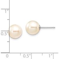 14K White Gold 8-9mm Round Akoya Cultured Pearl Post Earrings - 2 Stones Total by Monteluci Fine Jewelry