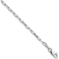 14K White Gold 8" Beveled Paperclip Chain Bracelet - Polished Finish by Oro Pregiato