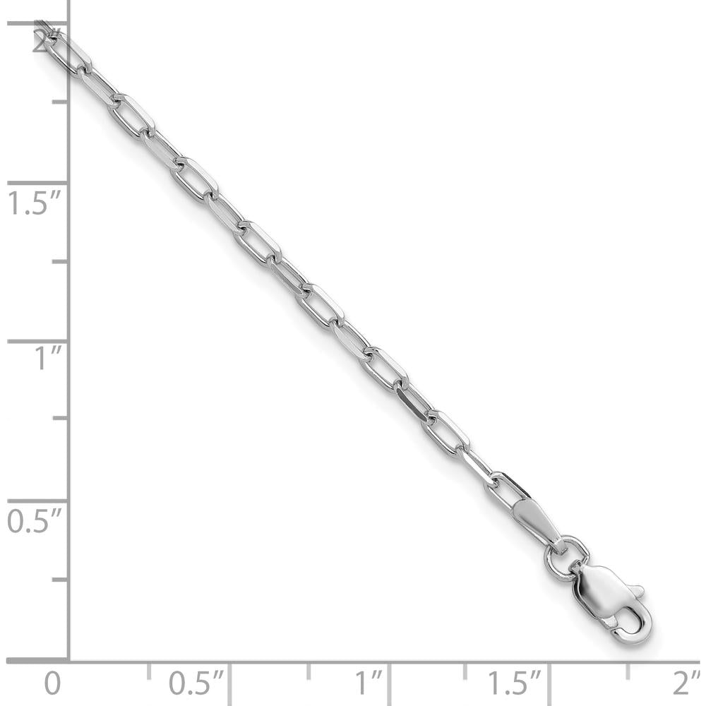14K White Gold 8" Beveled Paperclip Chain Bracelet - Polished Finish by Oro Pregiato