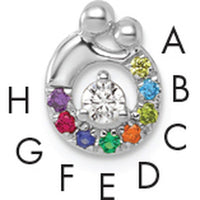 14K White Gold 8 Birthstone and Diamond Mother/Child Chain Slide Semi-Mount Pendant - Customizable Design by Oro Pregiato