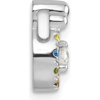 14K White Gold 8 Birthstone and Diamond Mother/Child Chain Slide Semi-Mount Pendant - Customizable Design by Oro Pregiato