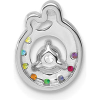 14K White Gold 8 Birthstone and Diamond Mother/Child Chain Slide Semi-Mount Pendant - Customizable Design by Oro Pregiato
