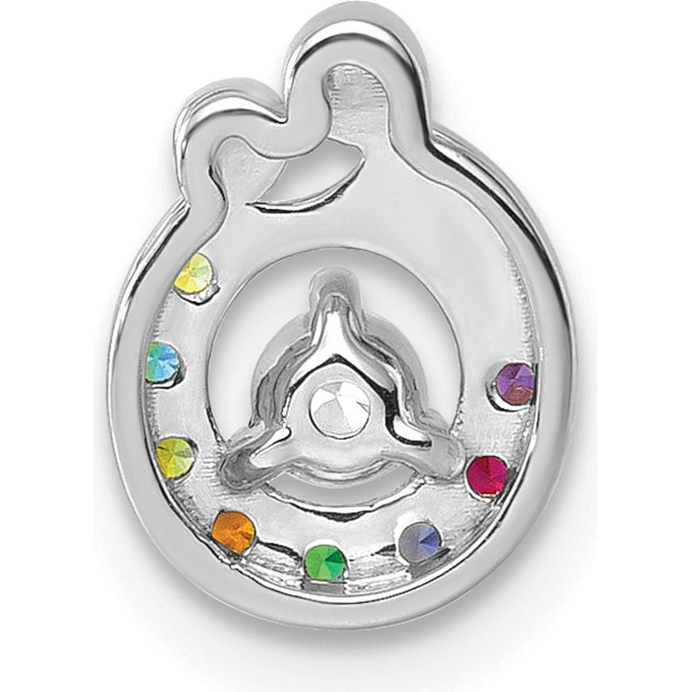 14K White Gold 8 Birthstone and Diamond Mother/Child Chain Slide Semi-Mount Pendant - Customizable Design by Oro Pregiato
