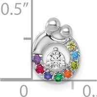 14K White Gold 8 Birthstone and Diamond Mother/Child Chain Slide Semi-Mount Pendant - Customizable Design by Oro Pregiato