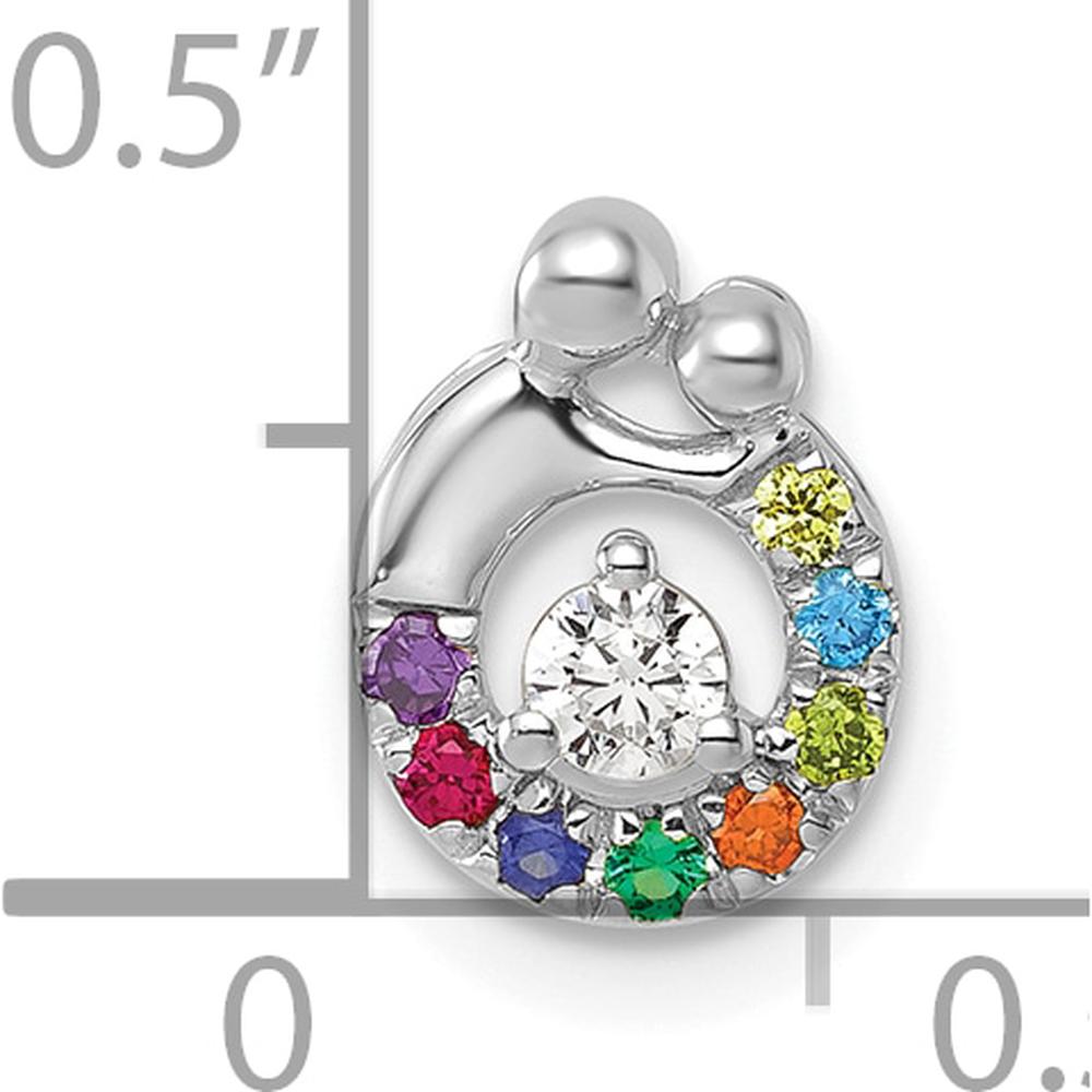 14K White Gold 8 Birthstone and Diamond Mother/Child Chain Slide Semi-Mount Pendant - Customizable Design by Oro Pregiato
