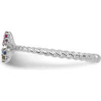 14K White Gold 8 Birthstone Flower with Diamond Mother's Ring - Customizable Semi-mount by Oro Pregiato