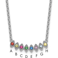 14K White Gold 8-Birthstone Mother's Necklace Mounting - Polished Cable Chain Pendant by Oro Pregiato
