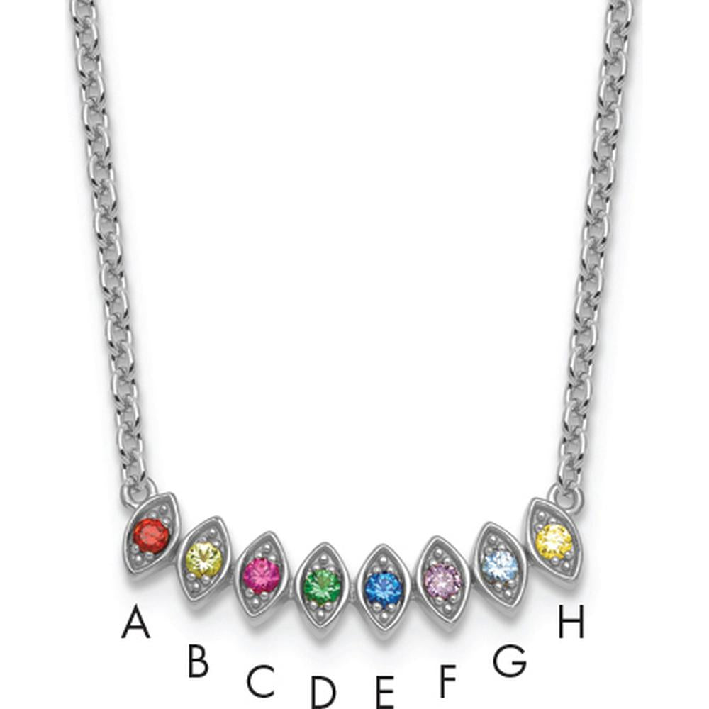 14K White Gold 8-Birthstone Mother's Necklace Mounting - Polished Cable Chain Pendant by Oro Pregiato