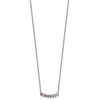 14K White Gold 8-Birthstone Mother's Necklace Mounting - Polished Cable Chain Pendant by Oro Pregiato