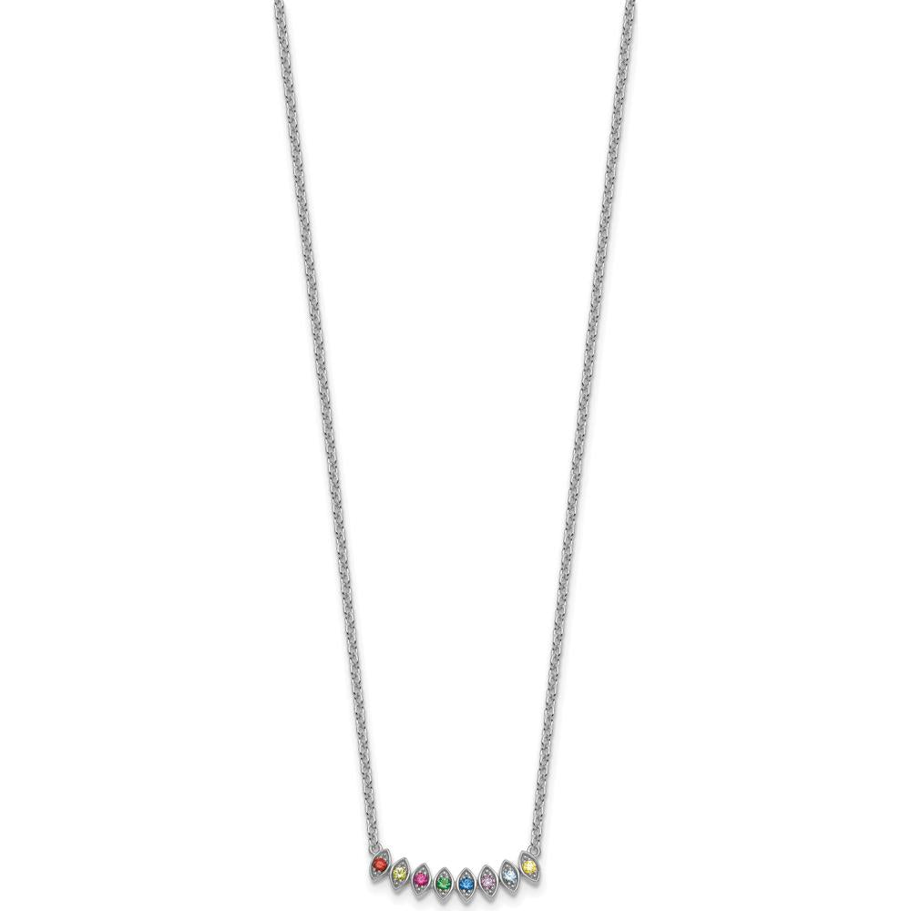 14K White Gold 8-Birthstone Mother's Necklace Mounting - Polished Cable Chain Pendant by Oro Pregiato