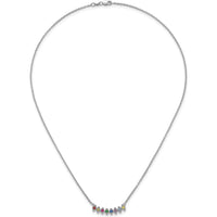 14K White Gold 8-Birthstone Mother's Necklace Mounting - Polished Cable Chain Pendant by Oro Pregiato