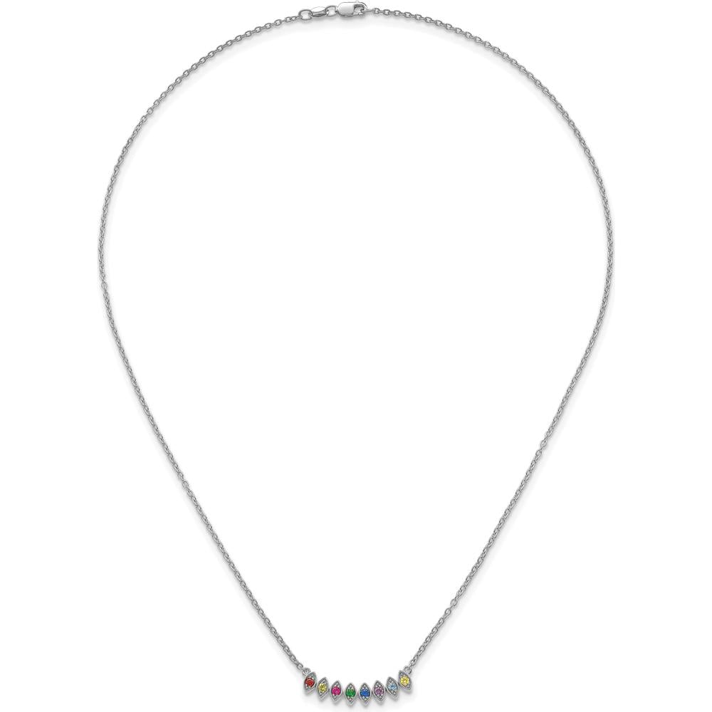 14K White Gold 8-Birthstone Mother's Necklace Mounting - Polished Cable Chain Pendant by Oro Pregiato