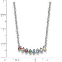 14K White Gold 8-Birthstone Mother's Necklace Mounting - Polished Cable Chain Pendant by Oro Pregiato