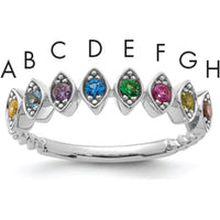 14K White Gold 8 Birthstone Mother's Ring Mounting - Personalized Design with Milgrain Detail by Oro Pregiato