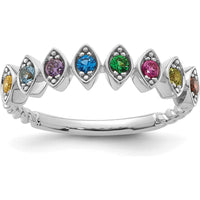 14K White Gold 8 Birthstone Mother's Ring Mounting - Personalized Design with Milgrain Detail by Oro Pregiato