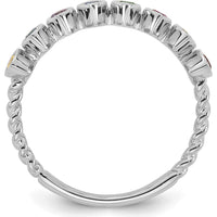 14K White Gold 8 Birthstone Mother's Ring Mounting - Personalized Design with Milgrain Detail by Oro Pregiato