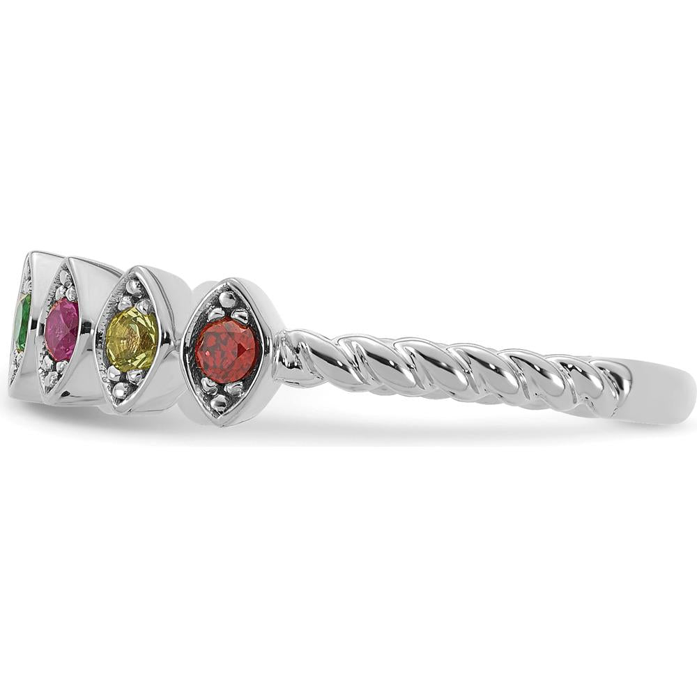 14K White Gold 8 Birthstone Mother's Ring Mounting - Personalized Design with Milgrain Detail by Oro Pregiato