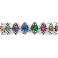 14K White Gold 8 Birthstone Mother's Ring Mounting - Personalized Design with Milgrain Detail by Oro Pregiato