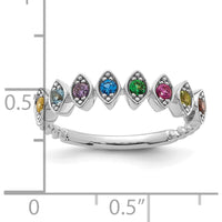 14K White Gold 8 Birthstone Mother's Ring Mounting - Personalized Design with Milgrain Detail by Oro Pregiato