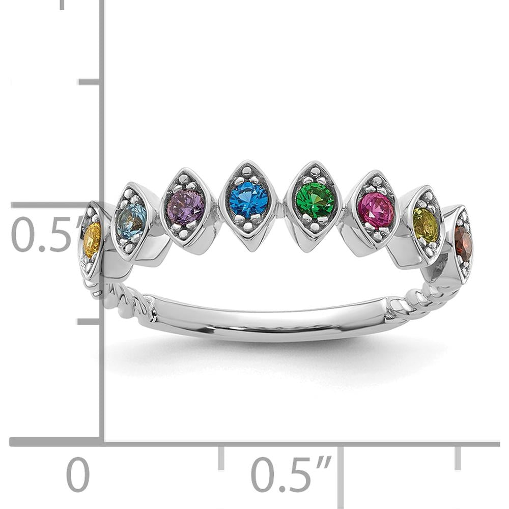 14K White Gold 8 Birthstone Mother's Ring Mounting - Personalized Design with Milgrain Detail by Oro Pregiato