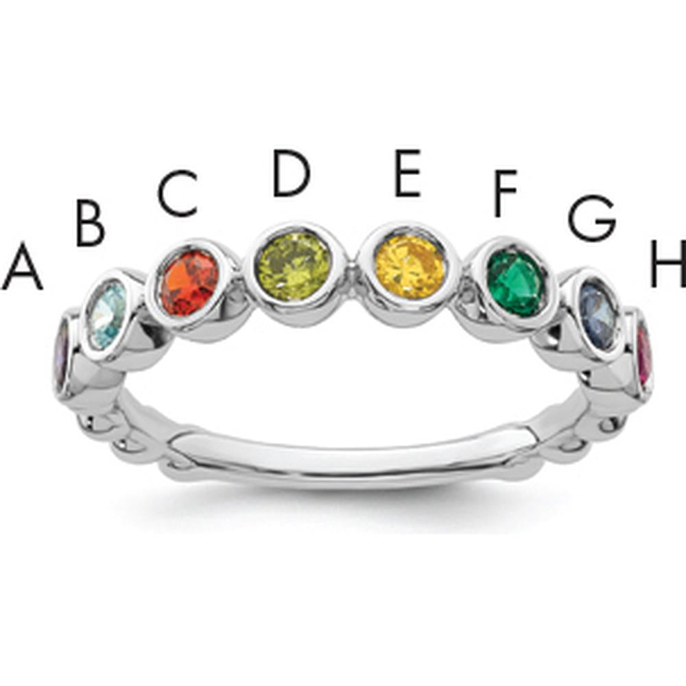14K White Gold 8 Birthstone Mother's Ring - Personalized Family Gemstone Band by Oro Pregiato
