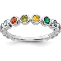 14K White Gold 8 Birthstone Mother's Ring - Personalized Family Gemstone Band by Oro Pregiato