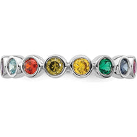 14K White Gold 8 Birthstone Mother's Ring - Personalized Family Gemstone Band by Oro Pregiato
