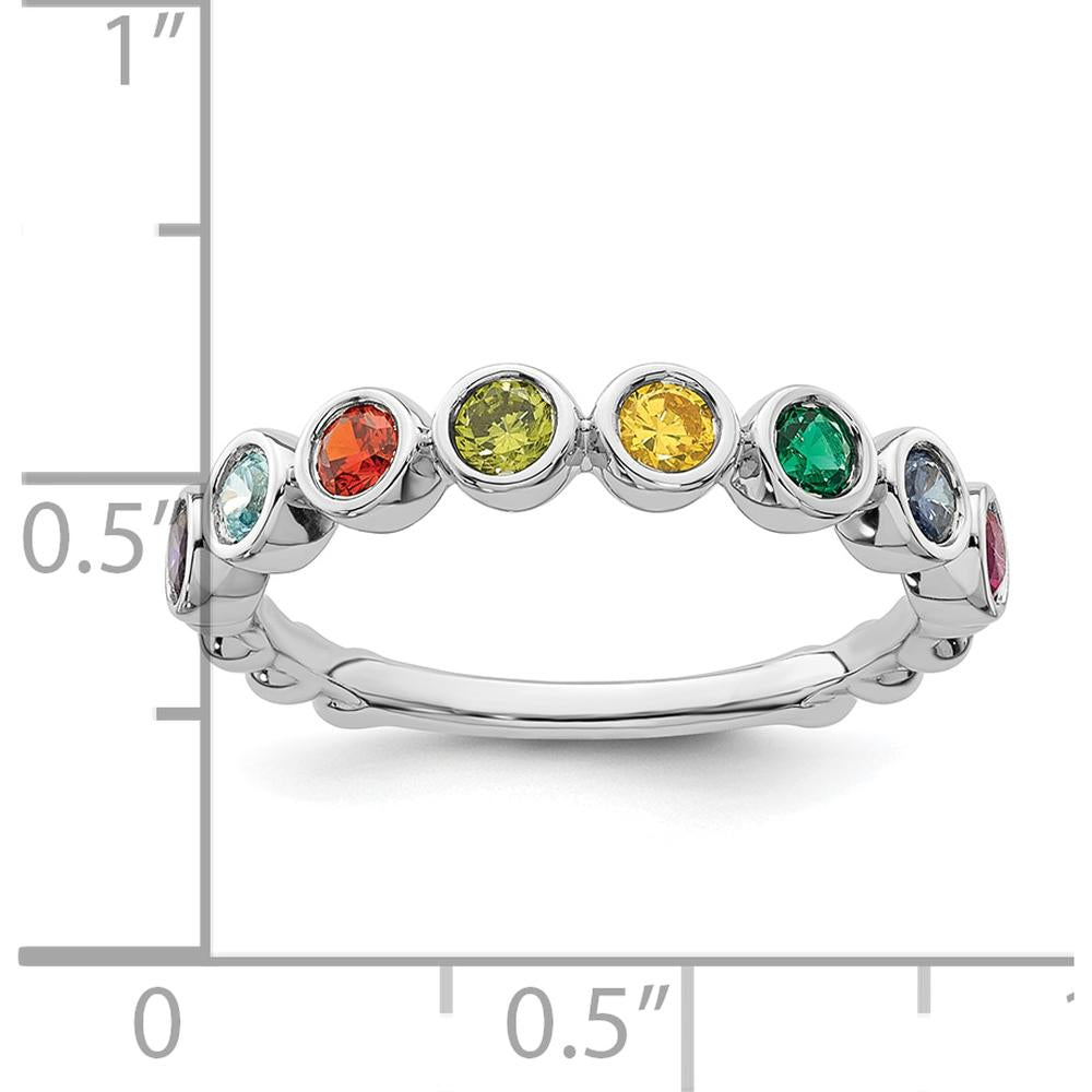 14K White Gold 8 Birthstone Mother's Ring - Personalized Family Gemstone Band by Oro Pregiato