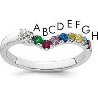 14K White Gold 8 Birthstone with Diamond Mother's Ring Semi-Mount - Customizable Family Ring by Oro Pregiato