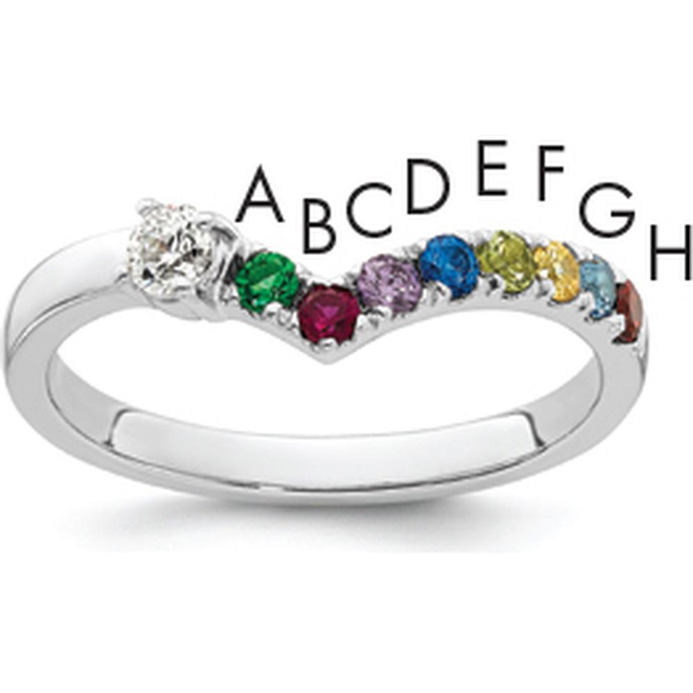 14K White Gold 8 Birthstone with Diamond Mother's Ring Semi-Mount - Customizable Family Ring by Oro Pregiato