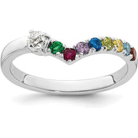 14K White Gold 8 Birthstone with Diamond Mother's Ring Semi-Mount - Customizable Family Ring by Oro Pregiato