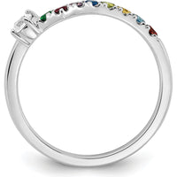 14K White Gold 8 Birthstone with Diamond Mother's Ring Semi-Mount - Customizable Family Ring by Oro Pregiato
