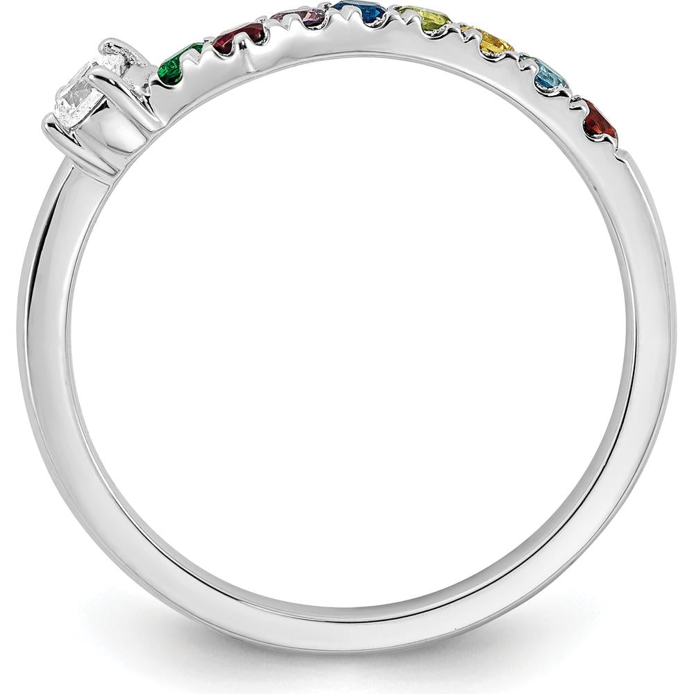 14K White Gold 8 Birthstone with Diamond Mother's Ring Semi-Mount - Customizable Family Ring by Oro Pregiato