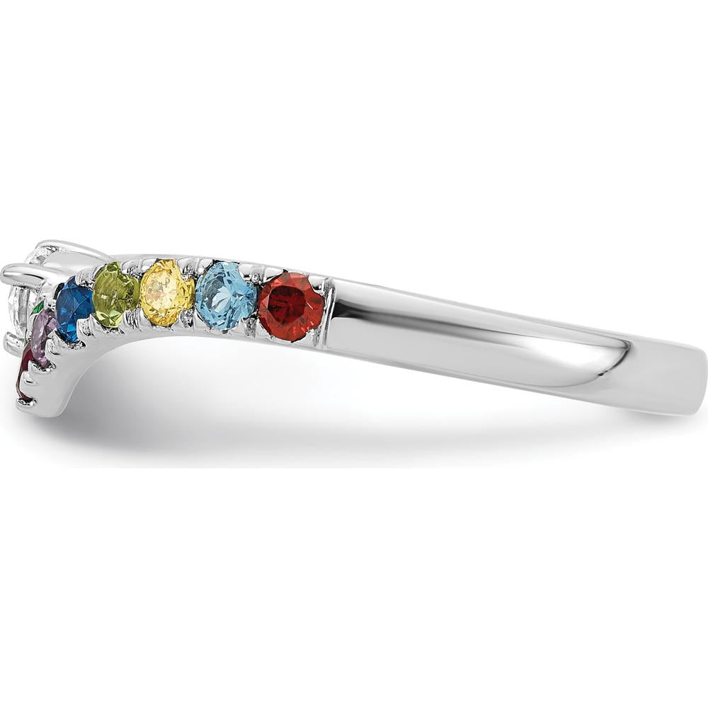 14K White Gold 8 Birthstone with Diamond Mother's Ring Semi-Mount - Customizable Family Ring by Oro Pregiato