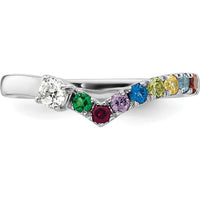 14K White Gold 8 Birthstone with Diamond Mother's Ring Semi-Mount - Customizable Family Ring by Oro Pregiato