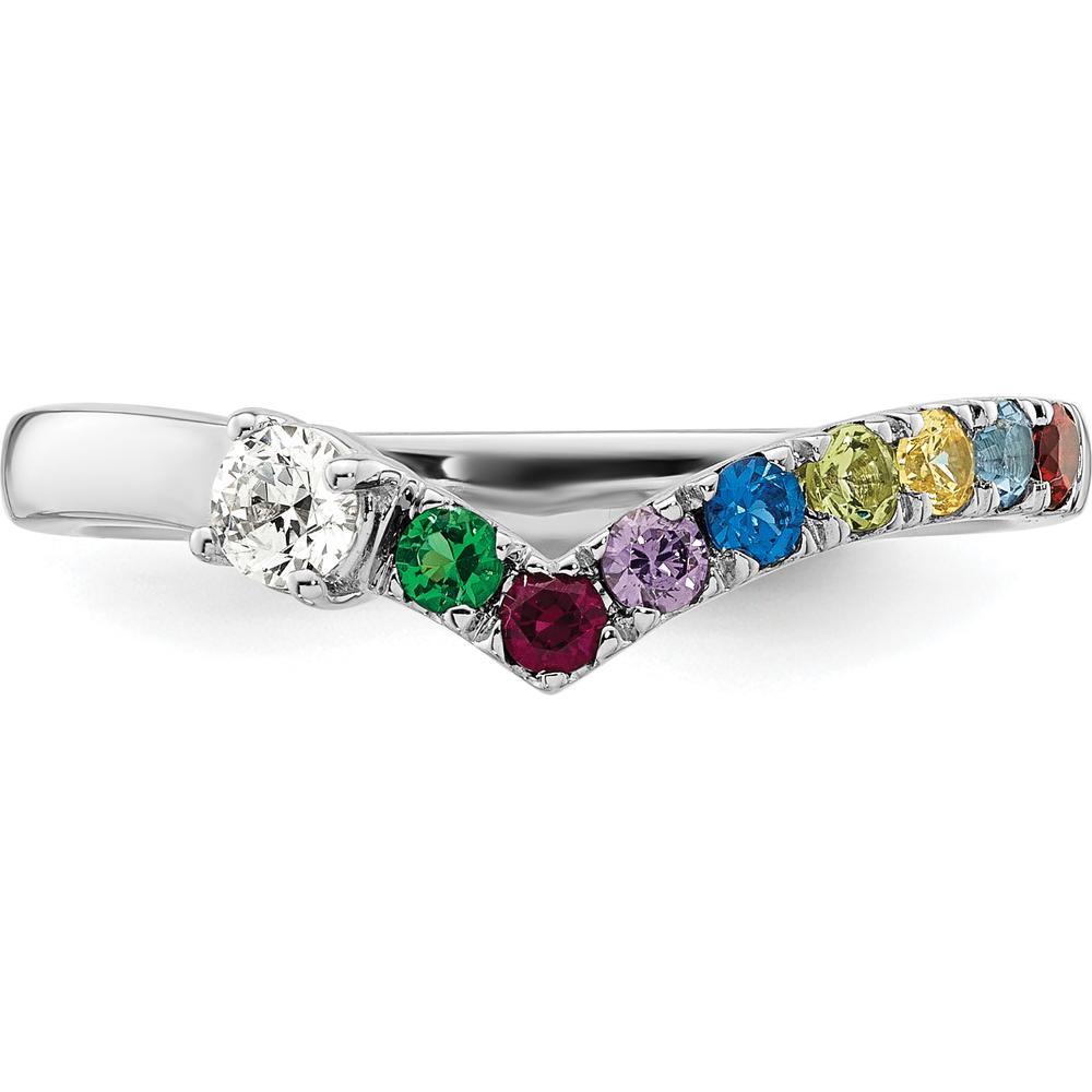 14K White Gold 8 Birthstone with Diamond Mother's Ring Semi-Mount - Customizable Family Ring by Oro Pregiato