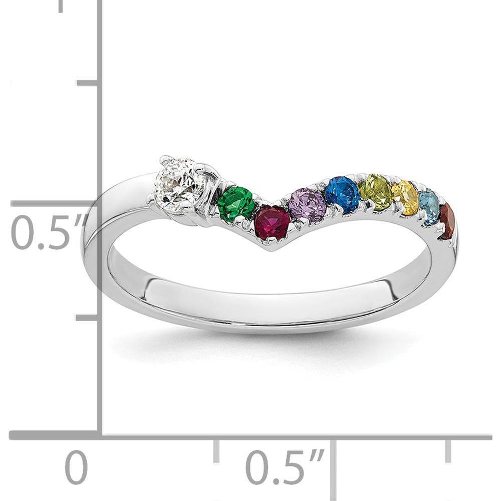 14K White Gold 8 Birthstone with Diamond Mother's Ring Semi-Mount - Customizable Family Ring by Oro Pregiato