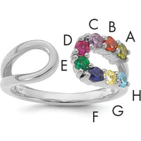 14K White Gold 8-Birthstone Wrap Mother's Ring with Prong-Set Gemstones by Oro Pregiato
