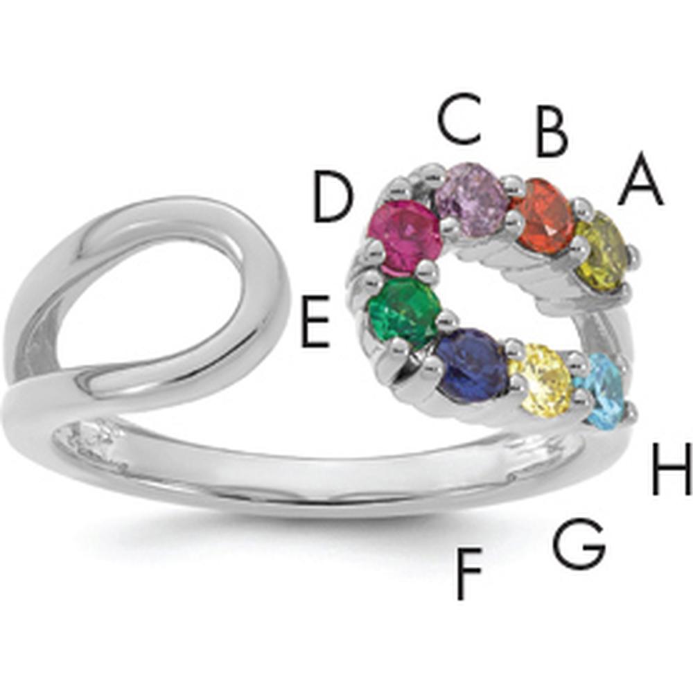 14K White Gold 8-Birthstone Wrap Mother's Ring with Prong-Set Gemstones by Oro Pregiato