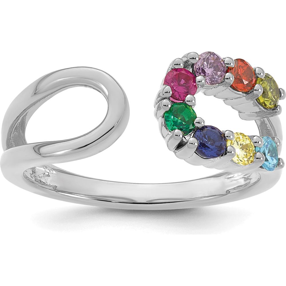 14K White Gold 8-Birthstone Wrap Mother's Ring with Prong-Set Gemstones by Oro Pregiato